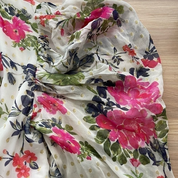 Rococo Sand Off White & Pink Floral Ruffle Xandra Dress US L - Picture 7 of 11